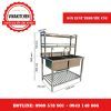 Chậu rửa inox công nghiệp 2 hố có giá nan dưới, kệ phía trên
